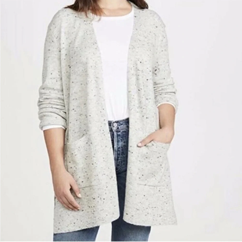 Madewell Cardigan Gray Speckled Donegal Kent Sweater Coziest Yarn Open Front